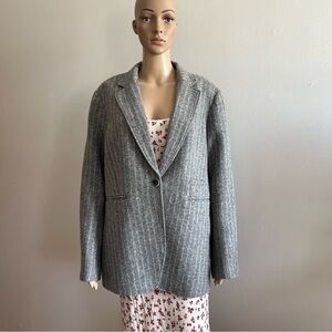 Sosken Studios Wool Oversized Blazer Coat Jacket Gray Striped Size 4